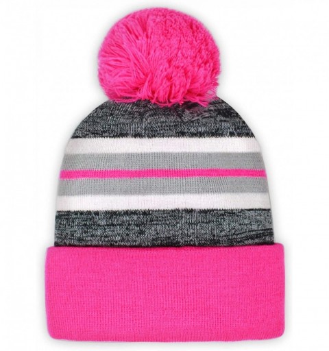 Skullies & Beanies New Pom Pom Beanies Winter Knit Hats - Hot Pink - C218L7ULHUS $8.25