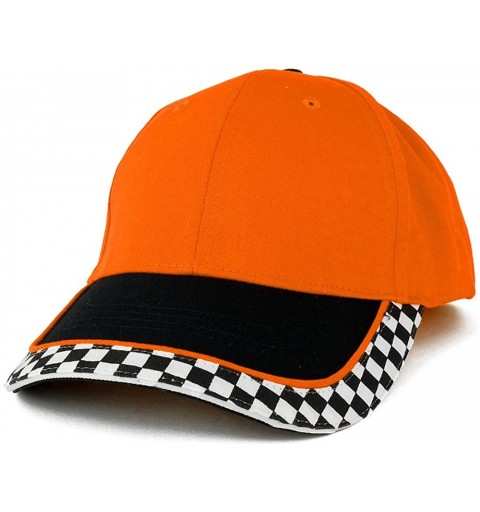 Baseball Caps MC Racing Flag Low Profile Structured Cotton Twill Baseball Cap - Orange - CS123ZJVUHL $12.16