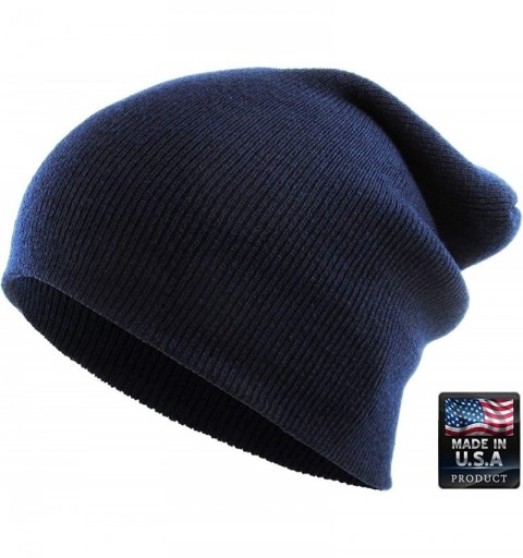 Skullies & Beanies Thick and Warm Mens Daily Cuffed Beanie OR Slouchy Made in USA for USA Knit HAT Cap Womens Kids - CS12717W...