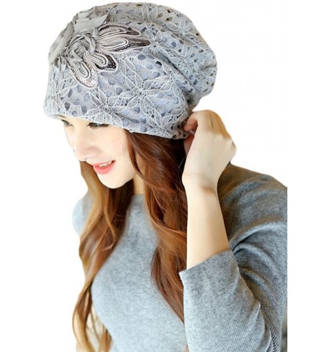 Skullies & Beanies Wrinkled Chemo Turbans Beanies Hat Cap for Cancer Patients Hair Loss - Gray - C0127ATPFJF $9.70