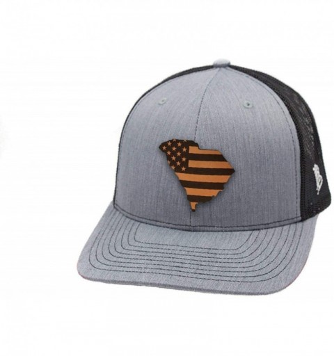 Baseball Caps 'Midnight South Carolina Patriot' Black Leather Patch Hat Curved Trucker - Camo - C918IGQ64HA $20.66
