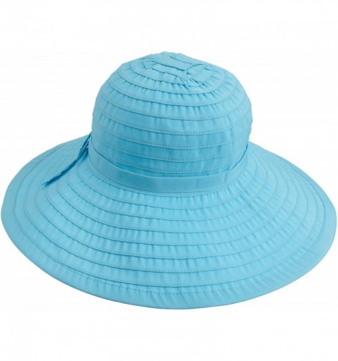 Sun Hats Women's Ribbon Large Brim Hat - Aqua - CU115FAK5IN $25.02