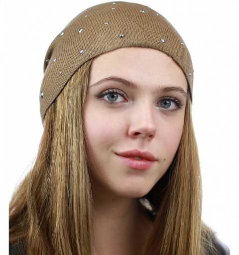 Skullies & Beanies Unisex Comfort & Warm Knit Studded Slouchy Beanie Hat - Taupe - CP12HTOVPIH $11.71