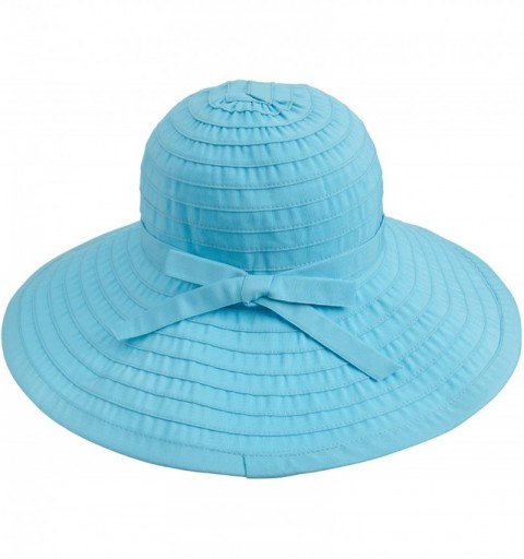 Sun Hats Women's Ribbon Large Brim Hat - Aqua - CU115FAK5IN $25.02