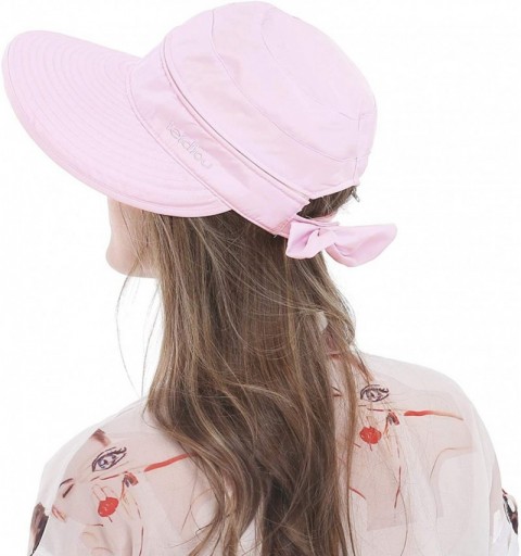 Sun Hats Wide Large Brim Sun Hat Summer UV Protection Thin Hat 2 in 1 Beach Sun Hat - Pink - CG182MRE8O6 $9.91