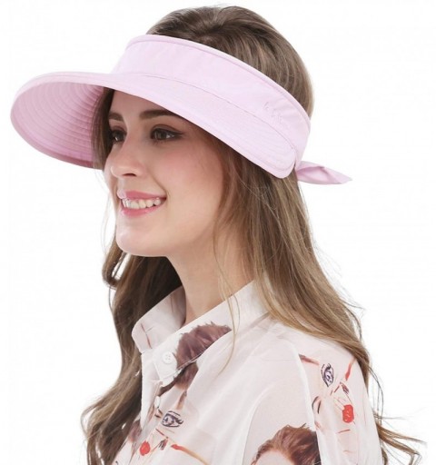 Sun Hats Wide Large Brim Sun Hat Summer UV Protection Thin Hat 2 in 1 Beach Sun Hat - Pink - CG182MRE8O6 $9.91