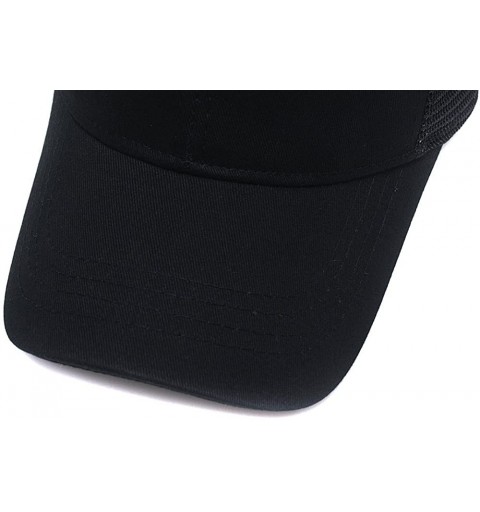 Baseball Caps Custom Women's Ponytail Mesh Adjustable Cap-100% Cotton Baseball Hat Trucker Cap - Black - CO18H3E8D9A $11.18