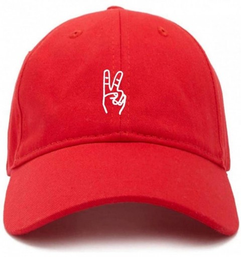 Baseball Caps Peace Sign Baseball Cap Embroidered Cotton Adjustable Dad Hat - Red - CN18R8NS5AY $16.36