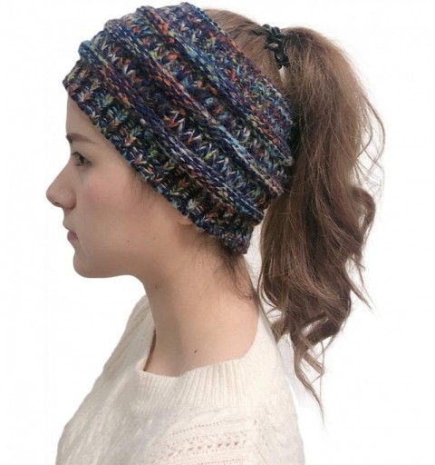 Skullies & Beanies Womens Beanie Hats - Women Winter Warm Hat Stretchy Knitted Headwear Soft Horsetail Messy Hats - Navy 01 -...