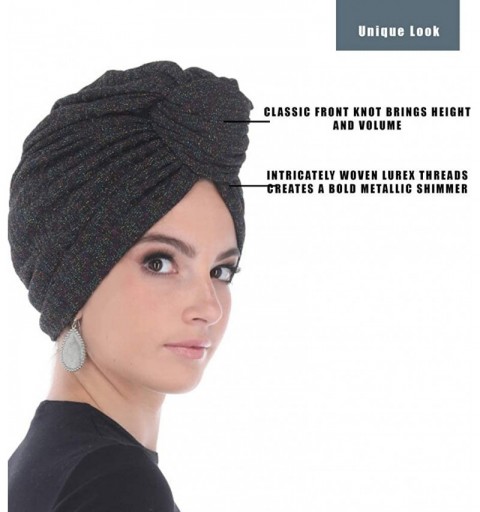 Headbands Turban Headwraps for Women with African Knot & Woven Lurex Thread for Extra Glimmer and Comfort for Cancer - C4193T...