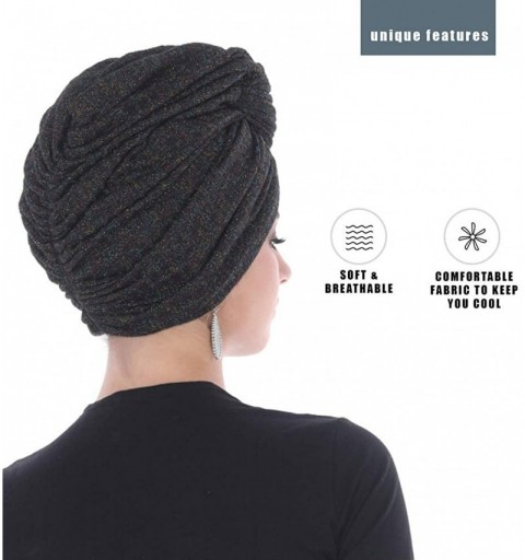 Headbands Turban Headwraps for Women with African Knot & Woven Lurex Thread for Extra Glimmer and Comfort for Cancer - C4193T...