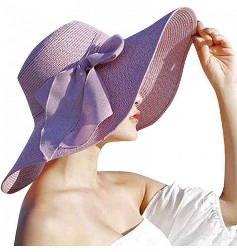 Sun Hats Hat Women Lady Wave Shape Wide Brim Floppy Beach Hat Sun Hat Playful Big Bow Decoration Elegant Stripes Straw Hat - ...