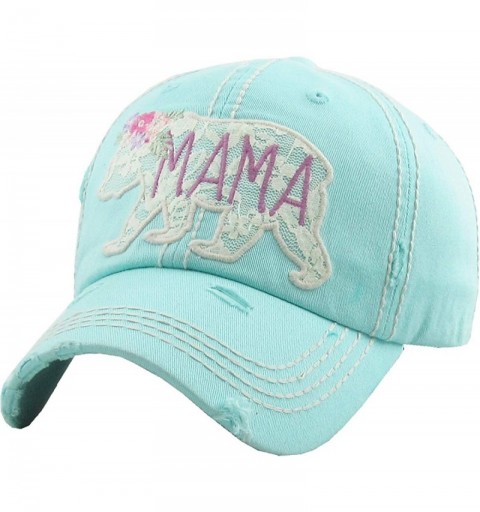 Baseball Caps The Original Southern Western Womens Hats Collection Vintage Distressed Dad HAt - Mama Bear Lace - Diamond Blue...
