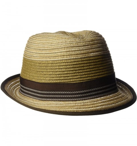 Fedoras Men's Crushable Braided Strips Fedora with Contrasting Loop Band - Brown - CE12H9AL9RH $35.76