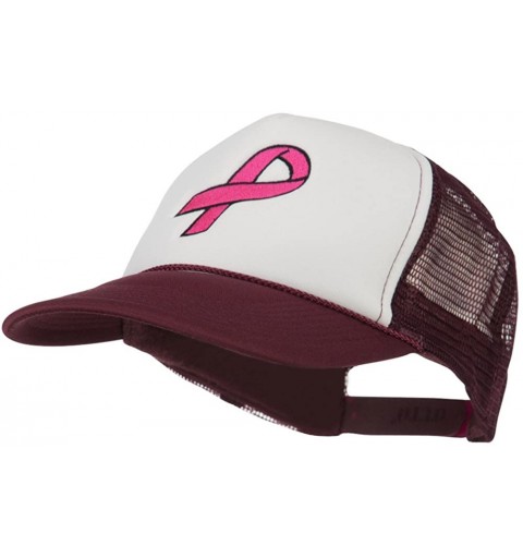 Baseball Caps Breast Cancer Logo Embroidered Foam Front Mesh Back Cap - Maroon White - C211LUGZ4KB $21.23