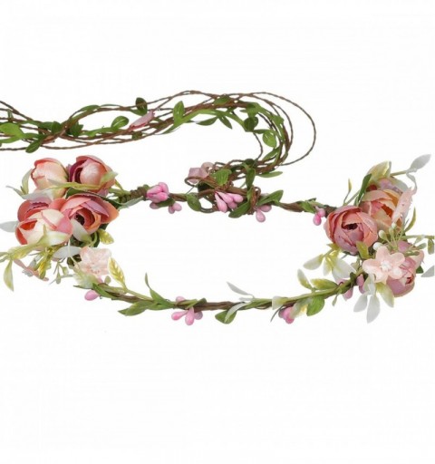 Headbands Adjustable Bridal Flower Garland Headband - D-Dark pink - CN18TD53XRC $8.01