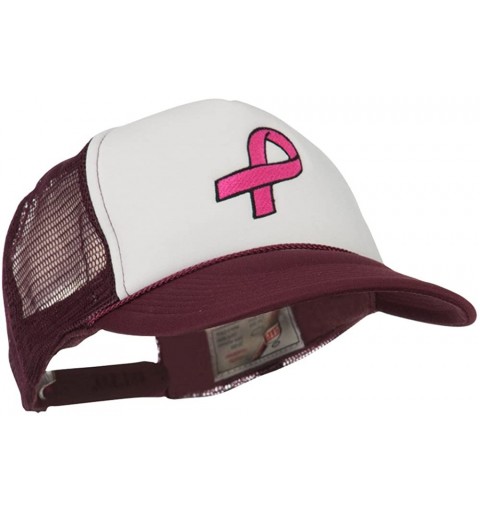 Baseball Caps Breast Cancer Logo Embroidered Foam Front Mesh Back Cap - Maroon White - C211LUGZ4KB $21.23
