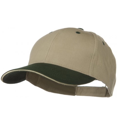 Baseball Caps 2 Tone Brushed Twill Sandwich Cap - Dark Green Khaki - CL11918HW37 $11.90