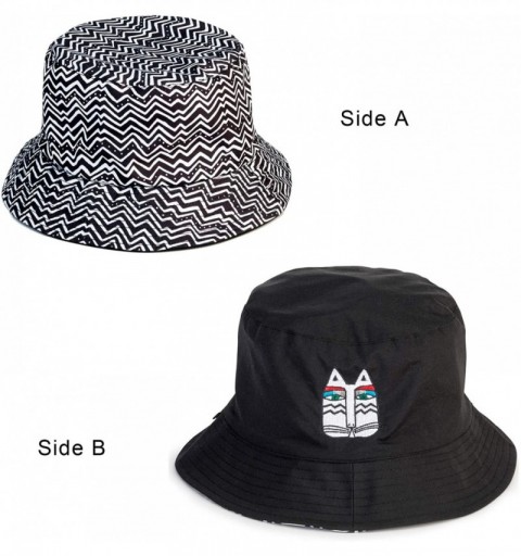 Bucket Hats Reversible Bucket Hat - Black & White Zig Zag - CW18OEI3WLD $37.33