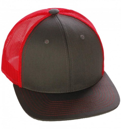 Baseball Caps Vintage Retro Style Plain Two Tone Trucker Hat Adjustable Snapback Baseball Cap - Charcoal Red - C018HM9ER2W $9.38