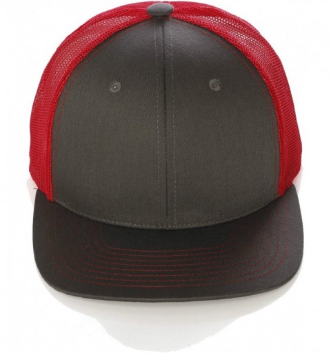 Baseball Caps Vintage Retro Style Plain Two Tone Trucker Hat Adjustable Snapback Baseball Cap - Charcoal Red - C018HM9ER2W $9.38