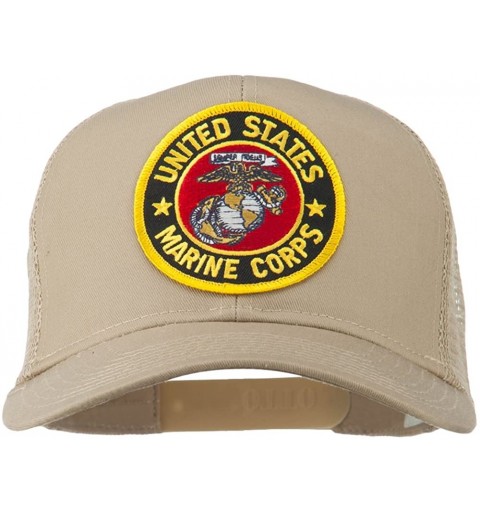 Baseball Caps Round US Marine Corps Patched Mesh Cap - Khaki - C911RNPO9L3 $17.16