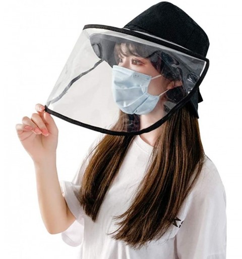 Sun Hats Removable Protective Hat Face Safeguard- Anti-Fog Dustproof Sun Bucket Cap - Black - C5197KXSX6S $11.21