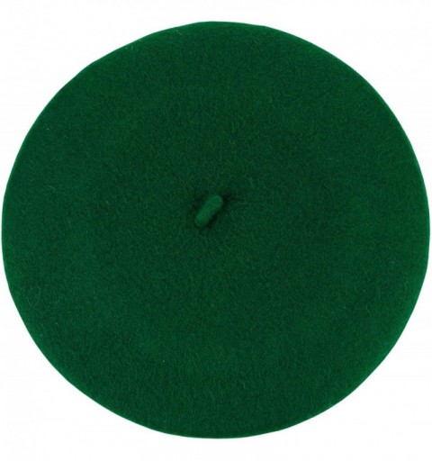 Berets French Style Lightweight Casual Classic Solid Color Wool Beret - Kelly Green - C818COXDDAN $10.60