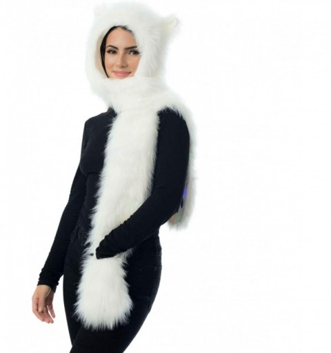 Skullies & Beanies Polar Bear Full Animal Hoodie Faux FUR Hat 3-in-1 Function. - CD11BGG8P1P $11.17
