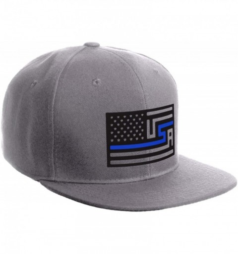 Baseball Caps USA Redesign Flag Thin Blue Red Line Support American Servicemen Snapback Hat - Thin Blue Line - Grey Cap - C01...