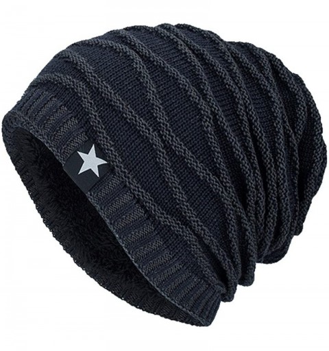 Skullies & Beanies Unisex Fleece Knit Cap Hedging Head Hat Beanie Cap Warm Outdoor - Navy 2 - CP18IRW8ETQ $13.42