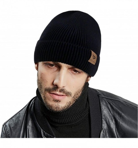 Skullies & Beanies Beanie Hat for Men Winter Warm Knit Hats Slouchy Thick Beanie Skull Cap Thick (Black) - CA18Z44OYT7 $10.17