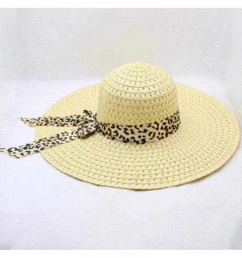 Sun Hats Women Colorful Big Brim Straw Bow Hat Sun Floppy Wide Brim Hats Beach Cap - Light Beige-leopard Print - CD18UYQMA6D ...