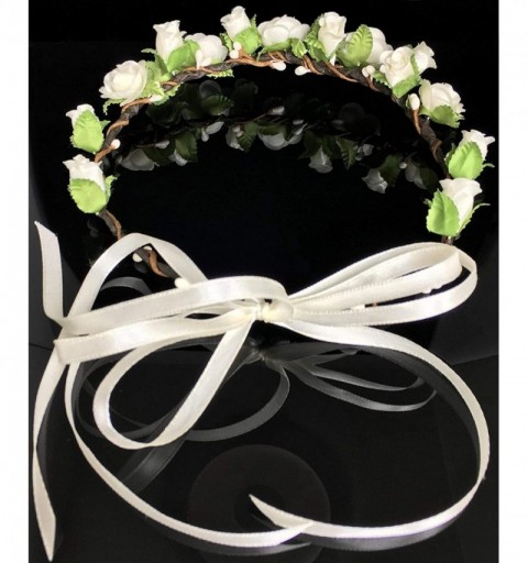 Headbands Girls Flower Crown Floral Headband - Headpiece Womens Wedding Bridal Wreath - Artificial Silk Roses Boho Kids - CQ1...