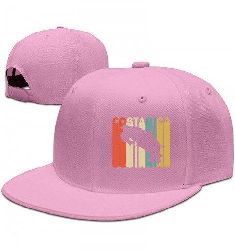Baseball Caps Flat Brim Baseball Hat for Mens Womens- Retro Style Costa Rica Silhouette Breathble Dad Hat - Pink - C718INIWCE...