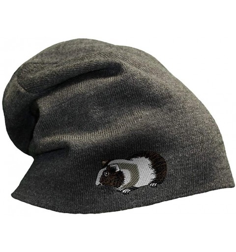 Skullies & Beanies Custom Slouchy Beanie Guinea Pig B Embroidery Skull Cap Hats for Men & Women - Dark Grey - CP18A5859YK $18.43