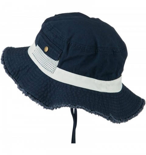Sun Hats Big Size Cotton Twill Washed Bucket Hat - Navy White - CX11IH3MUEX $28.96