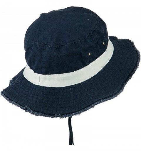 Sun Hats Big Size Cotton Twill Washed Bucket Hat - Navy White - CX11IH3MUEX $28.96