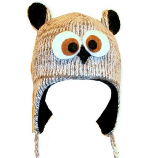 Skullies & Beanies Animal Hat Wool Fleece Lined Trapper Beanie Cap Adult Teenagers - Grey Owl - CA11HNUX4GJ $27.94