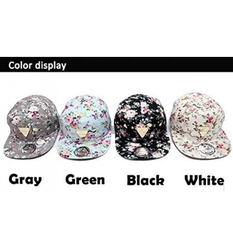 Baseball Caps Fashion Floral Snapback Hip-Hop Hat Flat Peaked Baseball Cap for Four Seasons - Black - CY12CG5VB0L $12.16