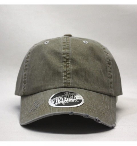 Baseball Caps Distressed Dirty Wash Herringbone Cotton Adjustable Baseball Cap - Khaki - CN186M9CX9Q $10.12