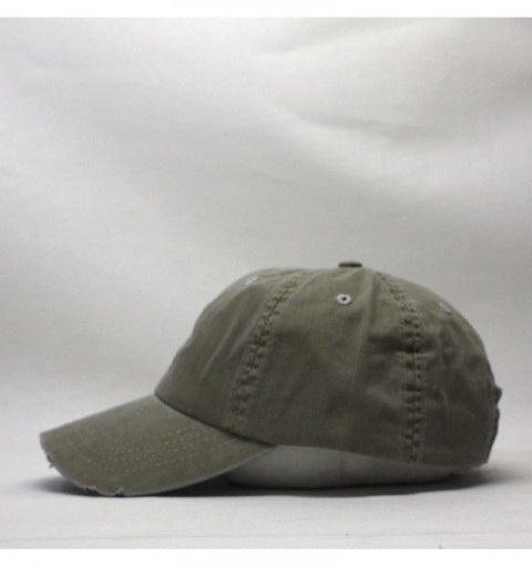 Baseball Caps Distressed Dirty Wash Herringbone Cotton Adjustable Baseball Cap - Khaki - CN186M9CX9Q $10.12