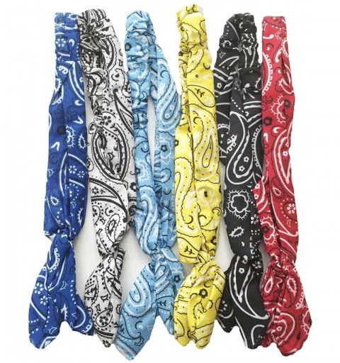 Headbands 6 Assorted Colors Bandanna Material Paisley Print Twisted Top Headbands Headwraps - Mix Color 1 - C3125PQ1HOD $13.66