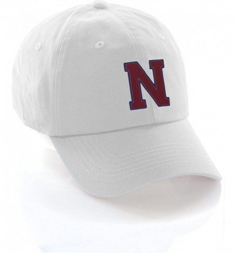 Baseball Caps Customized Letter Intial Baseball Hat A to Z Team Colors- White Cap Blue Red - Letter N - CO18ET7UW04 $10.91