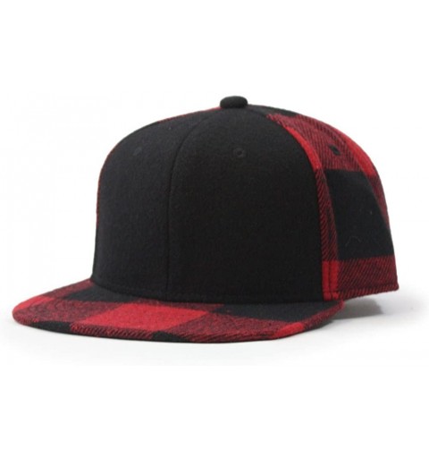 Baseball Caps Premium Wool Blend Plaid Adjustable Snapback Baseball Cap - Black/Red - CK12GATXFVB $14.08