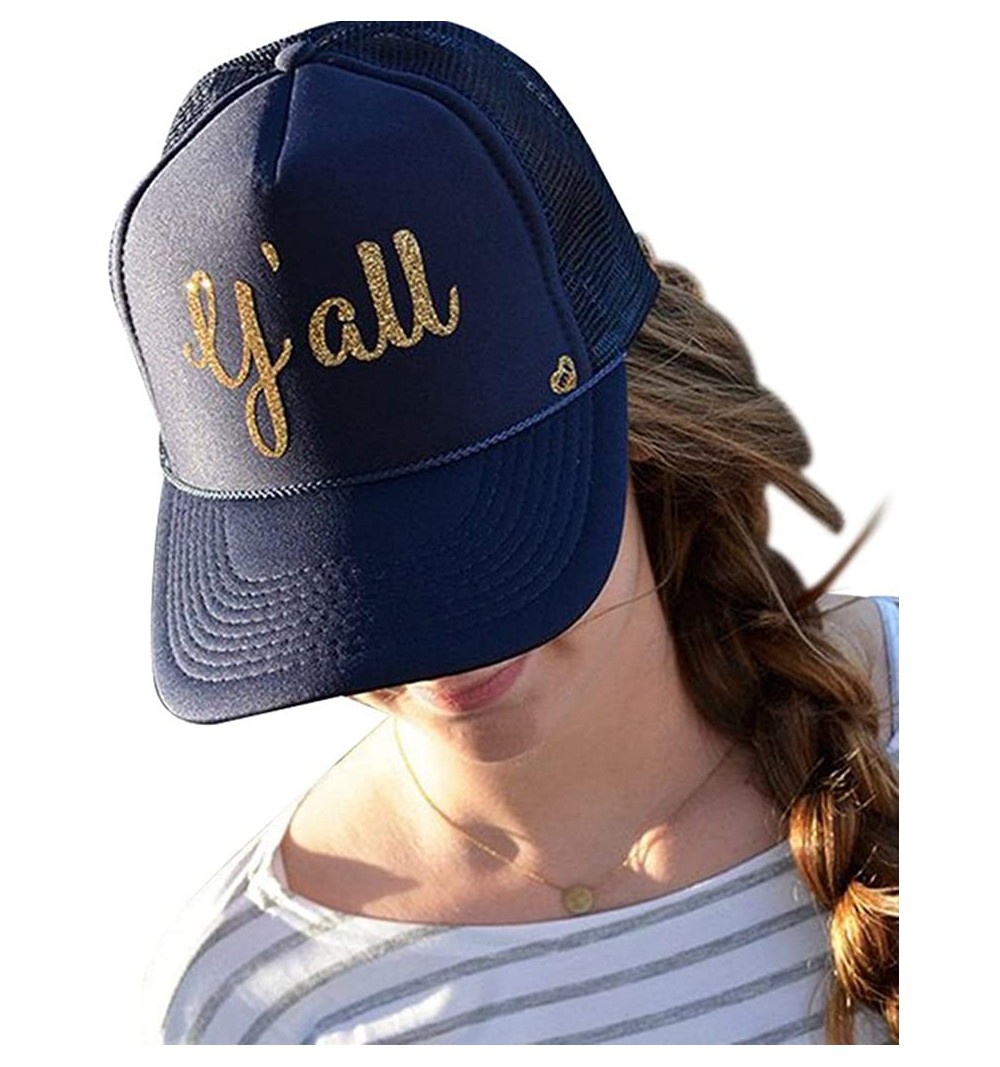 Baseball Caps Women's Y'all Black and Gold Hat - CC17YR8HE4U $19.50