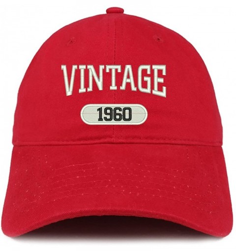 Baseball Caps Vintage 1960 Embroidered 60th Birthday Relaxed Fitting Cotton Cap - Red - CB180ZKD08Z $14.59