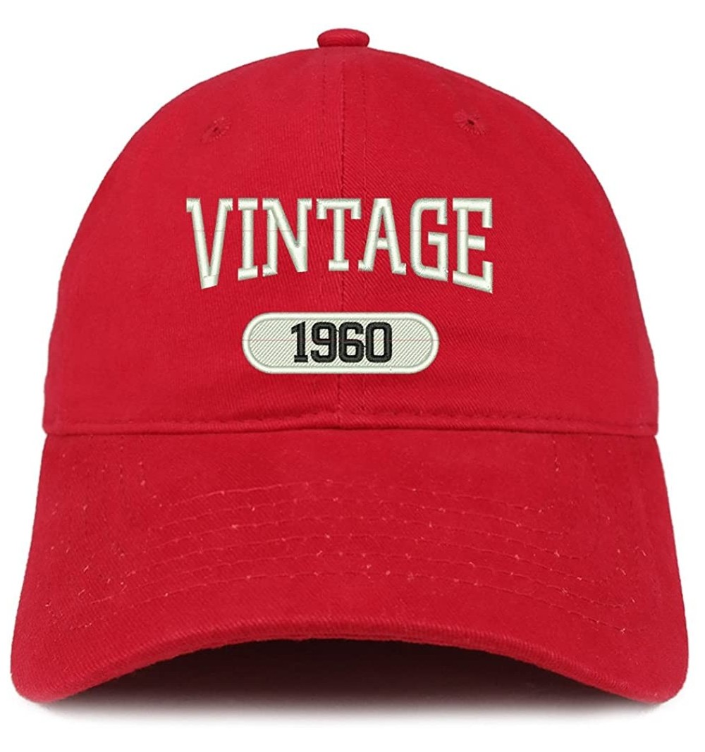 Baseball Caps Vintage 1960 Embroidered 60th Birthday Relaxed Fitting Cotton Cap - Red - CB180ZKD08Z $14.59