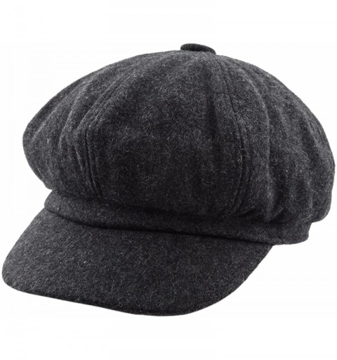Newsboy Caps Newsboy Cap for Women-8 Panel Ivy Cabbie Beret Visor Brim Hat - 02-dark Grey(woolen) - CD1895QXAXM $16.05