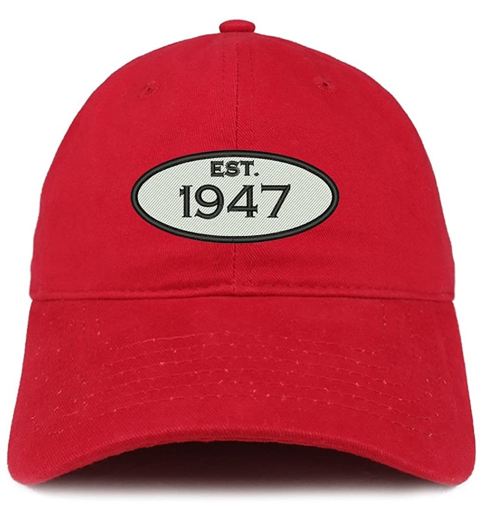 Baseball Caps Established 1947 Embroidered 73rd Birthday Gift Soft Crown Cotton Cap - Red - CC18322TN2U $18.82